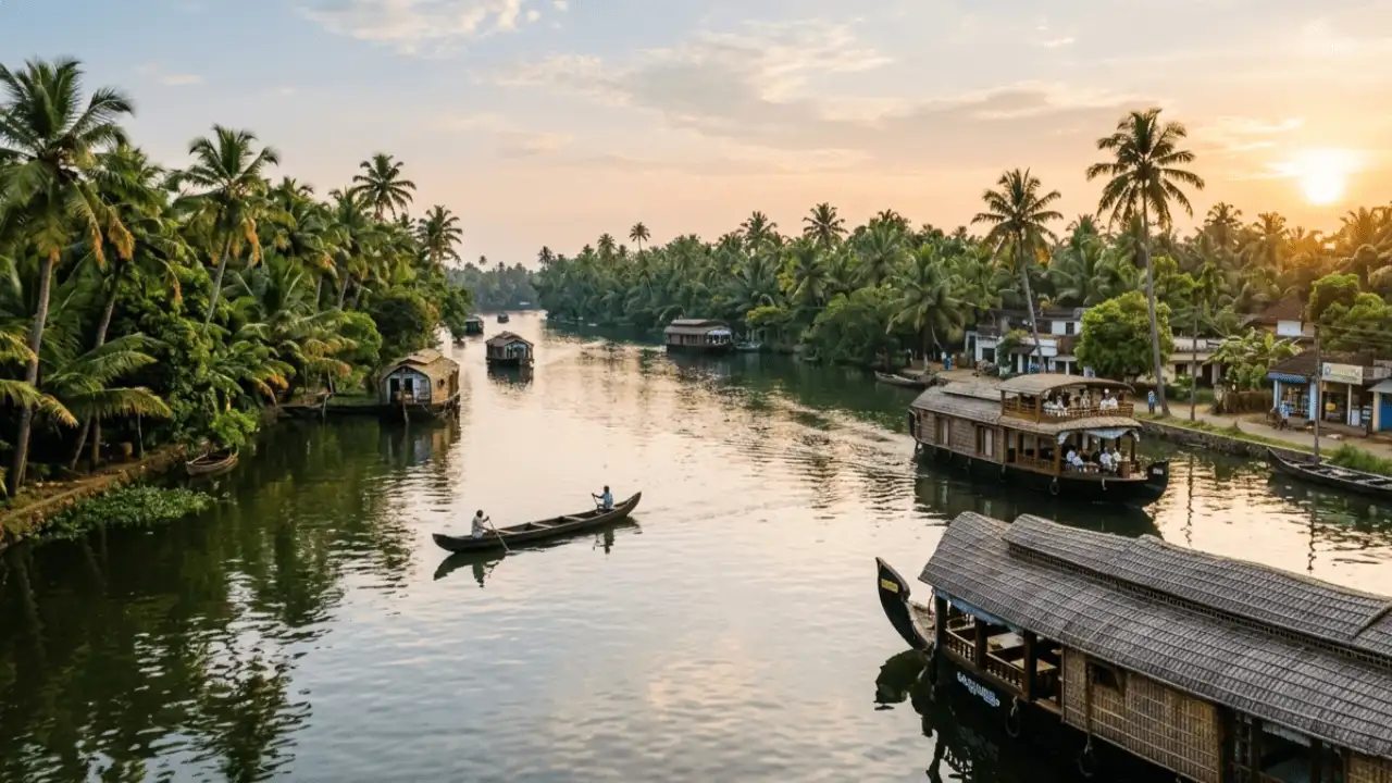 Beautiful place of india kerala backwaters