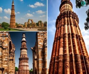 Detailed carvings on Qutub Minar Delhi, showcasing Indo-Islamic architecture.